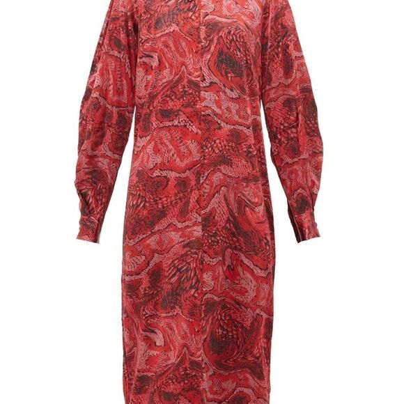 GANNI Snake-Print Silk-Blend Satin Midi Dress - Picture 4 of 10